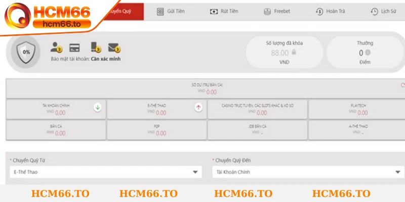 Tiến hành chuyển quỹ về ví chính trước khi gửi lệnh giao dịch