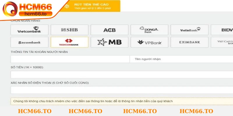 Xác nhận gửi lệnh sau khi cung cấp đủ thông tin theo yêu cầu